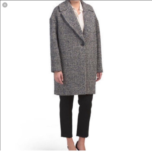 Theory Easy Town Navy Multi Plaid Wool Coat Jacket - Picture 3 of 15